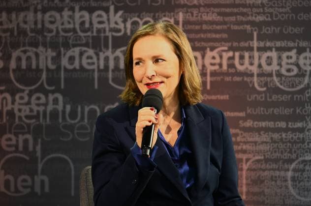 Leipzig Book Fair, Book Fair Leipzig, Saxony from 19 03 to 22 03 2026 First day of the fair Tanja Graf, Head of Literaturhaus München in a talk