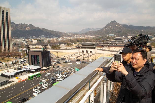 BTS s upcoming comeback concert, Mar 20, 2026 : The stage for BTS s comeback concert in front of Gwanghwamun, the main gate of Gyeongbok Palace in central Seoul, South Korea. BTS s comeback concert will be held at Gwanghwamun Square on March 21, a day after the K-Pop boy band released its fifth full-length album, ARIRANG .  aflo_324180741