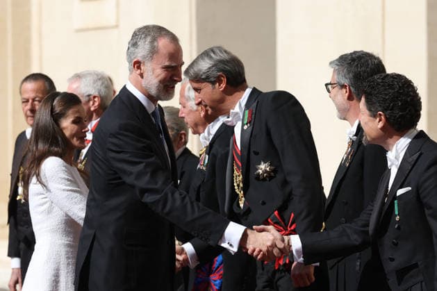 King Felipe VI And Queen Letizia Meet Pope Leo XIV - Vatican Vatican City, Italy, March 20, 2026: The Spanish Royal Family, His Majesty Felipe VI, King of Spain, with Queen Letizia on an official visit, arrive in the courtyard of San Damaso to meet His Holiness Pope Leo XIV for a meeting of friendship and dialogue between institutions and religious traditions. Photo by Marco Iacobucci IPA ABACAPRESS.COM Vatican City Italy Italy  Copyright: xIacobuccixMarco IPA ABACAx