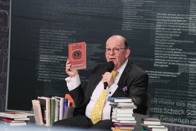 Buchmesse Leipzig GER, Leipzig,20260319, Buchmesse Leipzig, Messehalle , Denis Scheck, Best of druckfrisch, , Presentation of new publications, is a translator and journalist in radio and television, Harlan Ellison,gefährliche Visionen