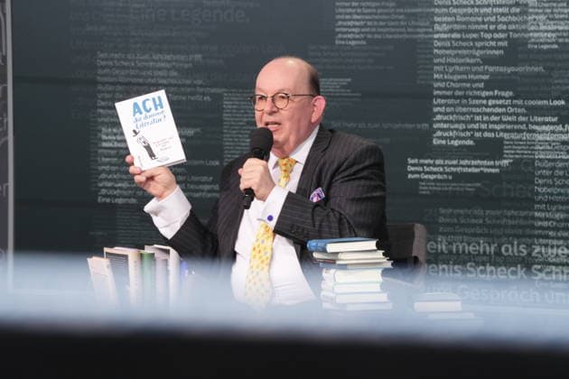Buchmesse Leipzig GER, Leipzig,20260319, Buchmesse Leipzig, Messehalle , Denis Scheck, Best of druckfrisch, , Presentation of new publications, is a translator and journalist in radio and television, ach die dumme Literatur, Nicolas mahler, Shurkamp Verlag