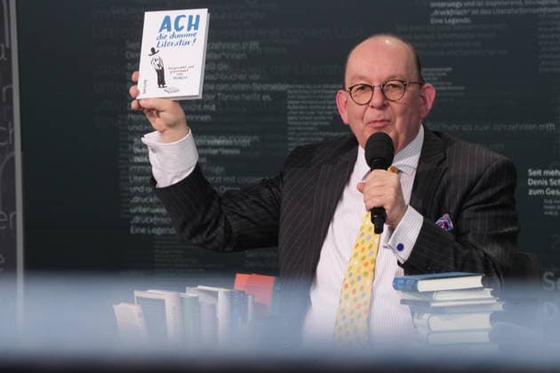 Buchmesse Leipzig GER, Leipzig,20260319, Buchmesse Leipzig, Messehalle , Denis Scheck, Best of druckfrisch, , Presentation of new publications, is a translator and journalist in radio and television, ach die dumme Literatur, Nicolas mahler, Shurkamp Verlag
