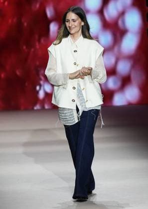 A model wears at collection runway a creation from Simorra during Pasarela Cibeles Mercedes-Benz Fashion Week Madrid 2026 in Madrid, on Friday, 20 March 2026. Cordon Press 