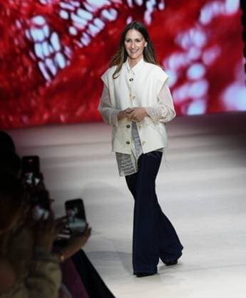 A model wears at collection runway a creation from Simorra during Pasarela Cibeles Mercedes-Benz Fashion Week Madrid 2026 in Madrid, on Friday, 20 March 2026. Cordon Press 
