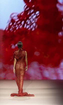 Simorras fashion show on the occasion of the Mercedes Benz Fashion Week A model during Simorras fashion show on the occasion of the Mercedes Benz Fashion Week, at Ifema Madrid, on March 20, 2026, in Madrid Spain The fashion show is part of the Mercedes Benz Fashion Week Madrid, the main Spanish fashion show organized by IFEMA, which brings together established firms and new talents Simorra focuses its proposals on the architecture of materials and forms as the basis of a functional design of high creative value 20 MARCH 2026 Madrid Madrid Madrid Spain  Copyright: xEduardoxParrax 7382252