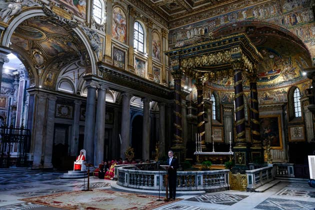 March 20, 2026, Vatican City, ITALIA ROMA: Spain™s King Felipe attends with Queen Letizia the ceremony to assume the historic title of honorary protocanon of the Papal Basilica of Saint Mary Major (Basilica di Santa Maria Maggiore), presided over by Cardinal Rolandas Makrickas, in Rome, Italy, Vatican, 20 May 2026. ANSA ANGELO CARCONI. Vatican City ITALIA ROMA  - ZUMAa110 20260320_zaf_a110_025 Copyright: xAngeloxCarconix