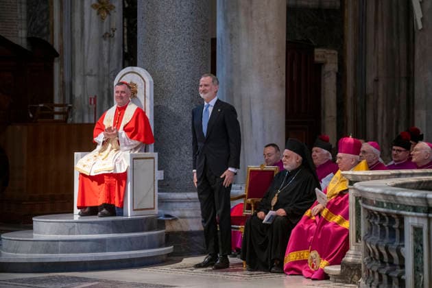 King Felipe VI takes possession as protocanon of the Papal Basilica of Santa Maria Maggiore King Felipe VI speaks during the ceremony of taking possession as protocanon of the Papal Basilica of Santa Maria Maggiore, on March 20, 2026, in Vatican City This papal basilica is linked to the Spanish Monarchy since the time of Charles I, although even before the Catholic Monarchs contributed financially to the beautification of the place 20 MARCH 2026 Galosi Vatican City Vatican City Spain  Copyright: xGalosix xxSpazianix xEuropaxPresx 7382959