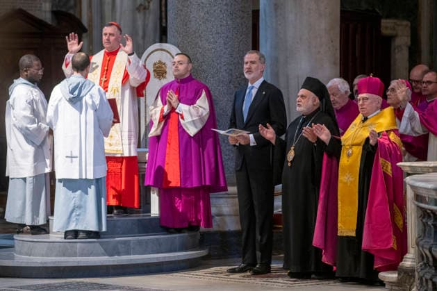 King Felipe VI takes possession as protocanon of the Papal Basilica of Santa Maria Maggiore King Felipe VI speaks during the ceremony of taking possession as protocanon of the Papal Basilica of Santa Maria Maggiore, on March 20, 2026, in Vatican City This papal basilica is linked to the Spanish Monarchy since the time of Charles I, although even before the Catholic Monarchs contributed financially to the beautification of the place 20 MARCH 2026 Galosi Vatican City Vatican City Spain  Copyright: xGalosix xxSpazianix xEuropaxPresx 7382960