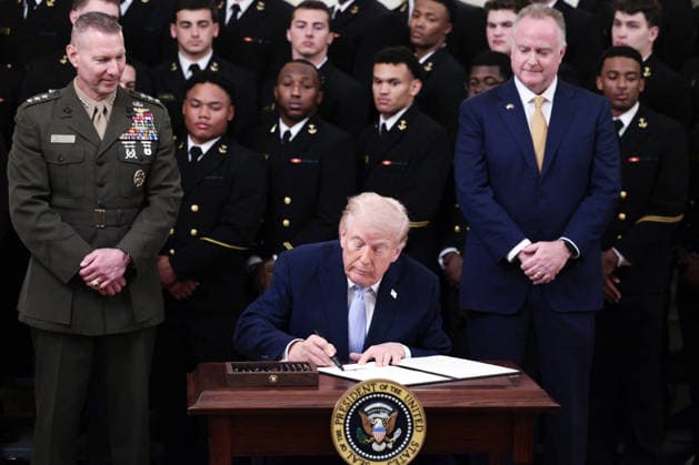 White House Coverage US President Donald Trump signs an executive order during the Commander in Chief Trophy Presentation at the White House, Washington DC USA, 20 March 2026. EPA SHAWN THEW POOL WASHINGTON DC United States  Copyright: xPool ABACAx