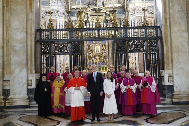 20-03-2026 Spain King Felipe and Queen Letizia attend the ceremony to assume the historic title of honorary protocanon of the Papal Basilica of Saint Mary Major (Basilica di Santa Maria Maggiore) in Rome, Italy. Â  Copyright: xPPEx
