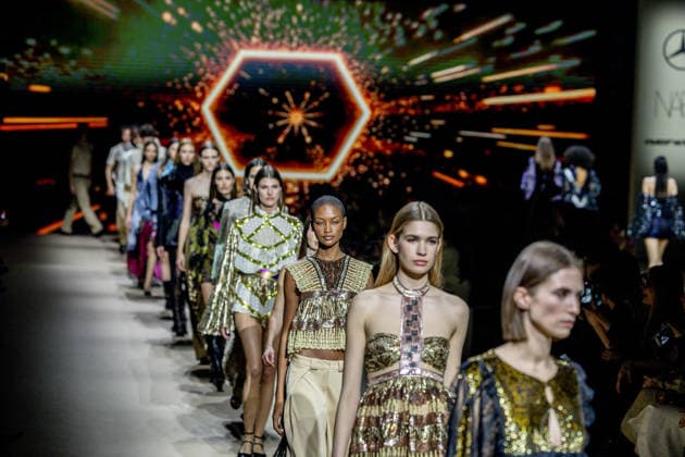 Custo Barcelona fashion show at Mercedes Benz Fashion Week Madrid Several models during the Custo Barcelona fashion show at Mercedes Benz Fashion Week Madrid, March 20, 2026, in Madrid Spain The Catalan firm, led by designer Custo Dalmau, presents at MBFWMadrid its new collection We Own the Light, a proposal of free spirit and vibrant graphics that claims the light as a symbol of energy and identity on the great catwalk of IFEMA Madrid 20 MARCH 2026 FASHION SHOW DESIGNER CUSTO MBFW Madrid Madrid Madrid Spain  Copyright: xRicardoxRubiox 7383535