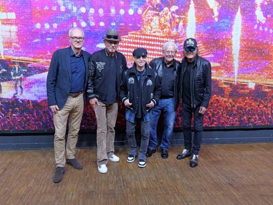 Impressive photo mosaic f l Wolfgang Sick, Rudolf Schenker, Marc Theis, Klaus Meine, Matthias Jabs in the Peppermint Park Studios Copyright: xBerndxGüntherx