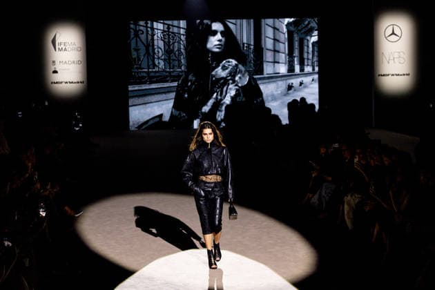 Malne fashion show at Mercedes Benz Fashion Week Madrid A model during a Malne fashion show at Mercedes Benz Fashion Week Madrid, on March 20, 2026, in Madrid Spain The Madrid-based firm, directed by designers Paloma Álvarez and Juanjo Mánez, presents at the 83rd edition of MBFWMadrid its sustainable and slow fashion haute couture proposal, in the year of the 40th anniversary of the catwalk, which brings together at IFEMA its main Spanish fashion creators, presents at the 83rd edition of MBFWMadrid its proposal of sustainable haute couture and slow fashion, in the year of the 40th anniversary of the catwalk, which brings together at IFEMA the main creators of contemporary Spanish fashion today 20 MARCH 2026 FASHION DESIGNER COLLECTION SHOW  Copyright: xRicardoxRubiox 7383595