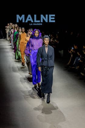 Malne fashion show at Mercedes Benz Fashion Week Madrid Several models during a Malne fashion show at Mercedes Benz Fashion Week Madrid, on March 20, 2026, in Madrid Spain The Madrid-based firm, directed by designers Paloma Álvarez and Juanjo Mánez, presents at the 83rd edition of MBFWMadrid its sustainable and slow fashion haute couture proposal, in the year of the 40th anniversary of the catwalk, which brings together at IFEMA its main Spanish fashion creators, presents at the 83rd edition of MBFWMadrid its proposal of sustainable haute couture and slow fashion, in the year of the 40th anniversary of the catwalk, which brings together at IFEMA the main creators of contemporary Spanish fashion today 20 MARCH 2026 FASHION DESIGNER COLLECTI  Copyright: xRicardoxRubiox 7383608
