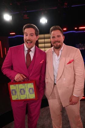 Entertainers Dennis and Benni Wolter as guests on the WDR talk show Kölner Treff