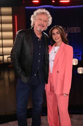 Musician Wolfgang Niedecken and singer Sarah Engels as guests on the WDR talk show Kölner Treff