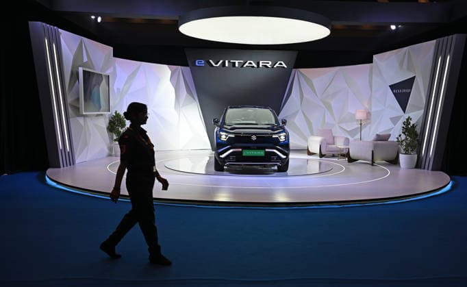Lakme Fashion Week day 2 in Mumbai - 20 Mar 2026 A Maruti Suzuki electric vehicle Vitara is kept on display at a stall at Lakme Fashion Week (LFW) in Mumbai. Mumbai India Copyright: xAshishxVaishnavx xSOPAxImagesx AVaishnav_Lakme Fashion Week day 2 in Mumbai (7)
