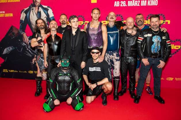 abb Harry Melling, Harry Lighton, Alexander Skarsgard and Gay Bikers Motorcycle Club London as guests at the movie premiere of Pillion, at Kino International on 20 03 2026 in Berlin Berlin Germany