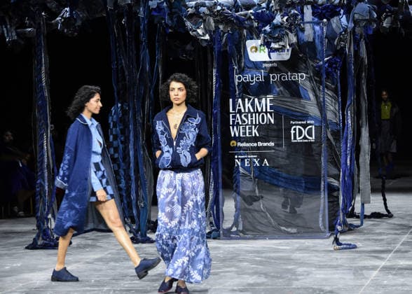 Models showcase Payal Pratap collection at Lakme Fashion Week FDCI in Mumbai Mumbai, Mar 21 (ANI): Models walk the ramp showcasing designs from Payal Pratap s collection during Lakme Fashion Week FDCI at Jio Convention Centre, BKC, in Mumbai on Friday. Mumbai Maharashtra India Copyright: xANIx ANI_20260321001