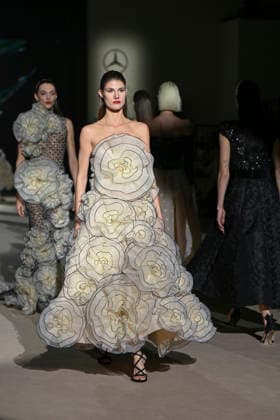 Hannibal Laguna - Mercedes-Benz Fashion Week Madrid in Madrid, Spain - 20 Mar 2026 A model walks the runway wearing a design by Hannibal Laguna during Mercedes-Benz Fashion Week de Madrid in IFEMA. Madrid Spain Copyright: xAtilanoxGarciax xSOPAxImagesx photos09696