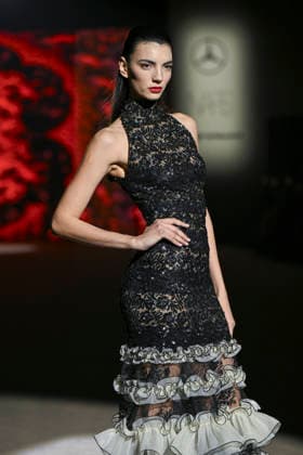 Hannibal Laguna - Mercedes-Benz Fashion Week Madrid in Madrid, Spain - 20 Mar 2026 A model walks the runway wearing a design by Hannibal Laguna during Mercedes-Benz Fashion Week de Madrid in IFEMA. Madrid Spain Copyright: xAtilanoxGarciax xSOPAxImagesx photos09652