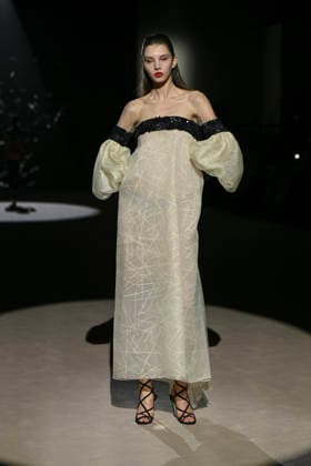Hannibal Laguna - Mercedes-Benz Fashion Week Madrid in Madrid, Spain - 20 Mar 2026 A model walks the runway wearing a design by Hannibal Laguna during Mercedes-Benz Fashion Week de Madrid in IFEMA. Madrid Spain Copyright: xAtilanoxGarciax xSOPAxImagesx photos09655