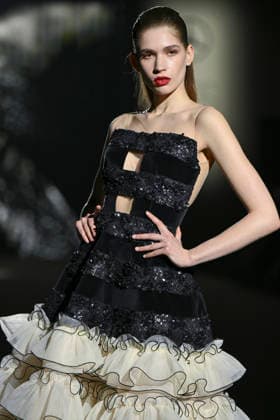 Hannibal Laguna - Mercedes-Benz Fashion Week Madrid in Madrid, Spain - 20 Mar 2026 A model walks the runway wearing a design by Hannibal Laguna during Mercedes-Benz Fashion Week de Madrid in IFEMA. Madrid Spain Copyright: xAtilanoxGarciax xSOPAxImagesx photos09669
