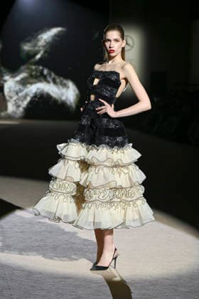Hannibal Laguna - Mercedes-Benz Fashion Week Madrid in Madrid, Spain - 20 Mar 2026 A model walks the runway wearing a design by Hannibal Laguna during Mercedes-Benz Fashion Week de Madrid in IFEMA. Madrid Spain Copyright: xAtilanoxGarciax xSOPAxImagesx photos09670