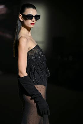 Hannibal Laguna - Mercedes-Benz Fashion Week Madrid in Madrid, Spain - 20 Mar 2026 A model walks the runway wearing a design by Hannibal Laguna during Mercedes-Benz Fashion Week de Madrid in IFEMA. Madrid Spain Copyright: xAtilanoxGarciax xSOPAxImagesx photos09618