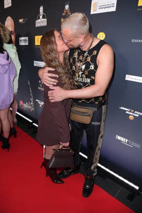 Eric Sindermann with girlfriend Chayenne at the ERIC SINDERMANN IKONE FASHION SHOW at the Hofbräu Wirtshaus in Berlin on 20 03 2026