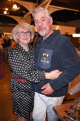 Uwe Abel with his wife Iris Abel at the ERIC SINDERMANN IKONE FASHION SHOW at the Hofbräu Wirtshaus in Berlin on 20 03 2026