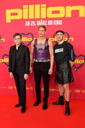 Harry Melling, Alexander Skarsgard and Harry Lighton at the premiere of the movie Pillion at Kino International Berlin, 20 03 2026 Foto:xM.xBehrensx xFuturexImagex pillion_6313