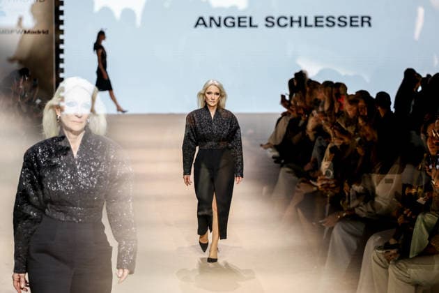 Angel Schlessers fashion show at Mercedes Benz Fashion Week A model during an Angel Schlessers fashion show on the occasion of the Mercedes Benz Fashion Week, March 21, 2026, in Madrid Spain Angel Schlessers fashion show is part of the Mercedes Benz Fashion Week Madrid, the main Spanish fashion show organized by IFEMA, which brings together established firms and new talents The brand, historical hallmark of Spanish fashion, stands out for its minimalism and refined tailoring MARCH 21, 2026 FASHION Madrid Madrid Madrid Spain  Copyright: xRicardoxRubiox 7384494