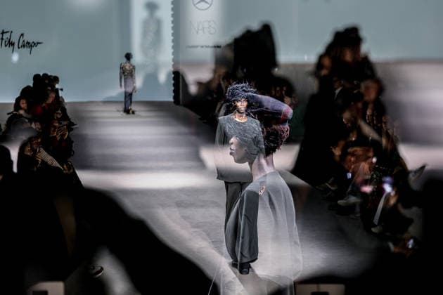 Fely Campos fashion show at Mercedes Benz Fashion Week A model during Fely Campos fashion show on the occasion of Mercedes Benz Fashion Week, March 21, 2026, in Madrid Spain Fely Campo is a firm that stands out for its precision in pattern making and its refined style Its fashion show is part of Mercedes Benz Fashion Week Madrid, the main Spanish fashion show organized by IFEMA, which brings together established firms and new talents 21 MARCH 2026 FASHION Madrid Madrid Madrid Espana  Copyright: xRicardoxRubiox 7385076