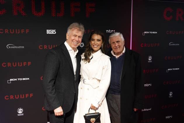 AMSTERDAM - From left to right: Marcel Boekhoorn, Rebecca Cabau van Kasbergen and Sjaak Swart prior to the world premiere of the four-part documentary Cruijff in the Johan Cruijff ArenA. JEROEN JUMELET ANP netherlands out - belgium out  Copyright: xx x554015644x originalFilename: 554015644.jpg