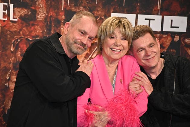Ulf Leo Sommer, Judy Winter and Peter Plate at the Wir sind am Leben musical premiere at the Theater des Westens on 21 03 2026 in Berlin Wir Sind Am Leben musical premiere in Berlin