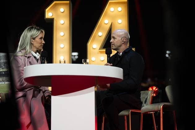 AMSTERDAM - HÃ lene Hendriks and Jordi Cruijff in conversation ahead of the world premiere of the four-part documentary Cruijff in the Johan Cruijff ArenA. JEROEN JUMELET ANP netherlands out - belgium out  Copyright: xx x554018788x originalFilename: 554018788.jpg