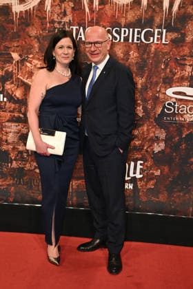 Katharina Guenther Wuensch and Kai Wegner during the Wir sind am Leben musical premiere at Theater des Westens on March 21, 2026 in Berlin, Germany Wir Sind Am Leben Musical Premiere in Berlin