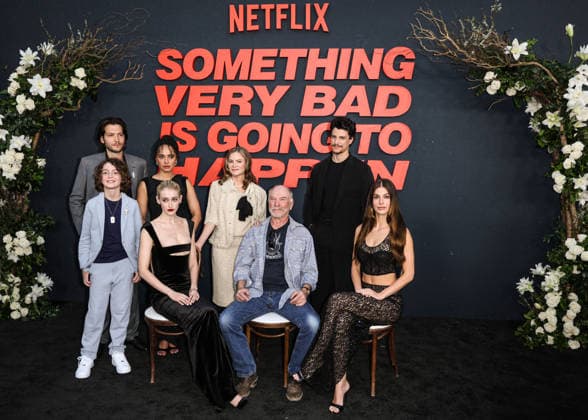Los Angeles Premiere Of Netflix s Something Very Bad Is Going To Happen Season 1 HOLLYWOOD, LOS ANGELES, CALIFORNIA, USA - MARCH 19: Jeff Wilbusch, Sawyer Fraser, Karla Crome, Gus Birney, Jennifer Jason Leigh, Ted Levine, Adam DiMarco, Haley Z. Boston and Camila Morrone wearing Gucci Fall 2026 Custom and Paris Texas Lidia Mules arrive at the Los Angeles Premiere Of Netflix s Something Very Bad Is Going To Happen Season 1 held at The Egyptian Theatre Hollywood on March 19, 2026 in Hollywood, Los Angeles, California, United States., Credit:Chad Salvador Avalon United States, California, Hollywood, The Egyptian Theatre Hollywood Copyright: xChadxSalvadorx xAvalonx 1085029420