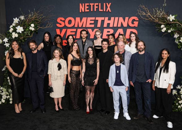 Los Angeles Premiere Of Netflix s Something Very Bad Is Going To Happen Season 1 HOLLYWOOD, LOS ANGELES, CALIFORNIA, USA - MARCH 19: Jinny Howe, Ross Duffer, Carolina Garcia, Nne Ebong, Jennifer Jason Leigh, Andrea Sperling, Jeff Wilbusch, Camila Morrone wearing Gucci Fall 2026 Custom and Paris Texas Lidia Mules, Gus Birney, Haley Z. Boston, Karla Crome, Adam DiMarco, Hilary Leavitt, Ted Levine, Liana Haas, Sawyer Fraser, Matt Duffer and Bela Bajaria arrive at the Los Angeles Premiere Of Netflix s Something Very Bad Is Going To Happen Season 1 held at The Egyptian Theatre Hollywood on March 19, 2026 in Hollywood, Los Angeles, California, United States., Credit:Chad Salvador Avalon United States, California, Hollywood, The Egyptian Th Copyright: xChadxSalvadorx xAvalonx 1085030301
