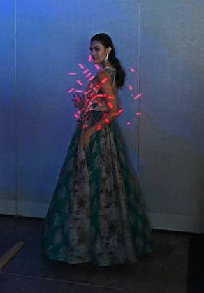 March 21, 2026, Mumbai, Maharashtra, India: A model poses for a photo in-between the show at the Lakme Fashion Week (LFW) in Mumbai. Mumbai India - ZUMAs197 20260321_aaa_s197_109 Copyright: xAshishxVaishnavx