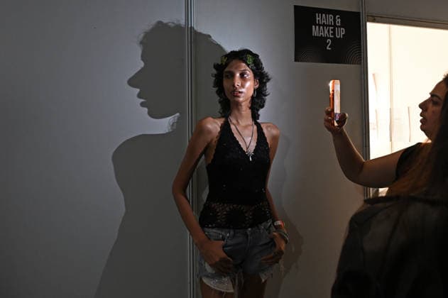 March 21, 2026, Mumbai, Maharashtra, India: A model poses for a photo in-between the show at the Lakme Fashion Week (LFW) in Mumbai. Mumbai India - ZUMAs197 20260321_aaa_s197_120 Copyright: xAshishxVaishnavx
