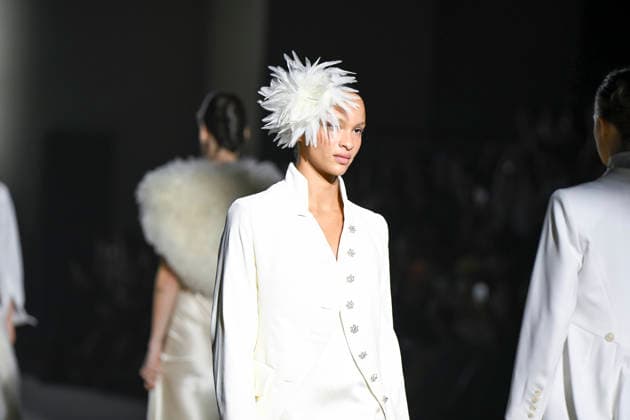 February 28, 2026, Madrid, Spain: A model walks the runway wearing a design by Menchen Tomas during Mercedes-Benz Fashion Week de Madrid in IFEMA. Madrid Spain - ZUMAs197 20260228_aaa_s197_2898 Copyright: xAtilanoxGarciax