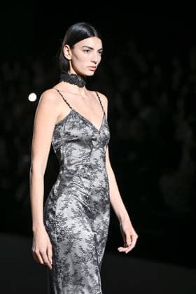 February 28, 2026, Madrid, Spain: A model walks the runway wearing a design by Menchen Tomas during Mercedes-Benz Fashion Week de Madrid in IFEMA. Madrid Spain  - ZUMAs197 20260228_aaa_s197_2907 Copyright: xAtilanoxGarciax