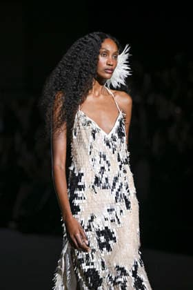 February 28, 2026, Madrid, Spain: A model walks the runway wearing a design by Menchen Tomas during Mercedes-Benz Fashion Week de Madrid in IFEMA. Madrid Spain  - ZUMAs197 20260228_aaa_s197_2909 Copyright: xAtilanoxGarciax