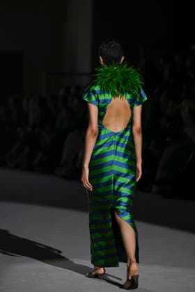 February 28, 2026, Madrid, Spain: A model walks the runway wearing a design by Menchen Tomas during Mercedes-Benz Fashion Week de Madrid in IFEMA. Madrid Spain - ZUMAs197 20260228_aaa_s197_2914 Copyright: xAtilanoxGarciax