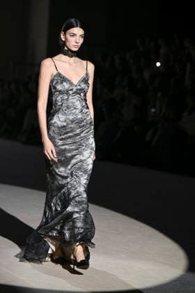 February 28, 2026, Madrid, Spain: A model walks the runway wearing a design by Menchen Tomas during Mercedes-Benz Fashion Week de Madrid in IFEMA. Madrid Spain - ZUMAs197 20260228_aaa_s197_2931 Copyright: xAtilanoxGarciax