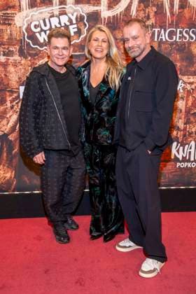 abb Peter Plate, Nadine Krueger and Ulf Leo Sommer as guests at the German premiere of Wir sind am Leben das Berlin Musical at the Theater des Westens on Saturday 21 03 2026 Berlin Germany