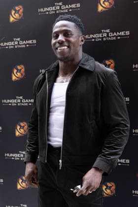 London, red carpet arrivals for the world premiere of The Hunger Games: On Stage at the Troubadour Canary Wharf Theatre. Pictured: Harry Aikines-Aryeetey  Copyright: xcristinaxmasseix xipa-agency.netx xx IPA_Agency_IPA73315941
