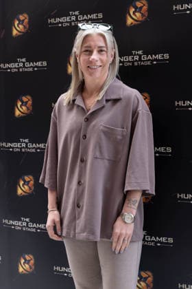 London, red carpet arrivals for the world premiere of The Hunger Games: On Stage at the Troubadour Canary Wharf Theatre. Pictured: Gabby Allen  Copyright: xcristinaxmasseix xipa-agency.netx xx IPA_Agency_IPA73316134
